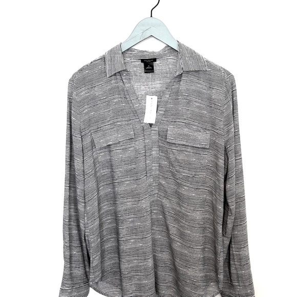 ANN TAYLOR | factory striped blouse size M NWT - Picture 1 of 10